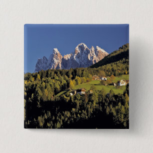 Europe, Italy, San Pietro. The Odle Group seem 2 Inch Square Button