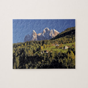 Europe, Italy, San Pietro. The Odle Group seem Jigsaw Puzzle