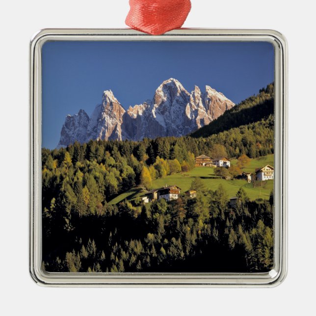 Europe, Italy, San Pietro. The Odle Group seem Metal Ornament (Front)