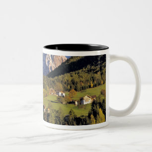 Europe, Italy, San Pietro. The Odle Group seem Two-Tone Coffee Mug