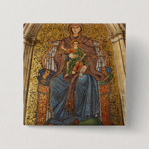 Europe, Italy, Sicily, Taormina. Madonna & child 2 Inch Square Button