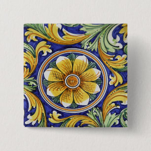 Europe, Italy, Sicily, Taormina. Traditional 4 2 Inch Square Button