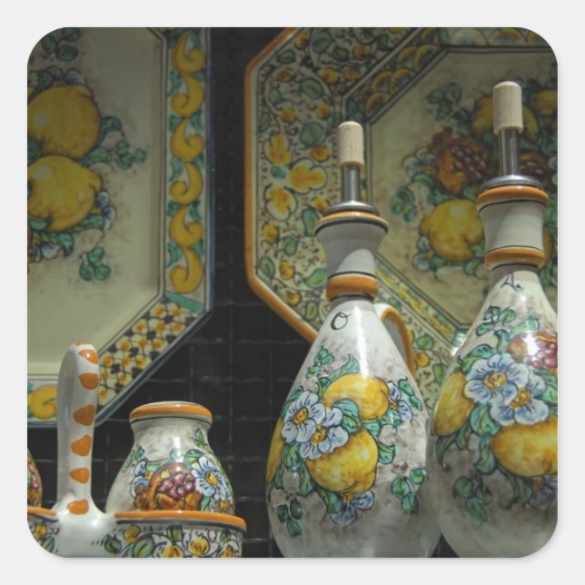 Europe, Italy, Sicily, Taormina. Traditional 7 Square Sticker (Front)
