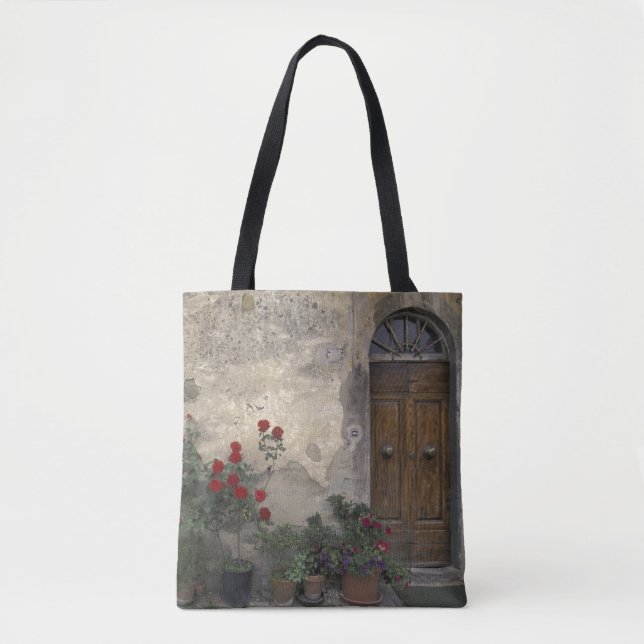 Europe, Italy, Tuscany, Chianti, Tuscan doorway Tote Bag (Front)