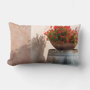 Europe, Italy, Tuscany. Flower pot Lumbar Pillow