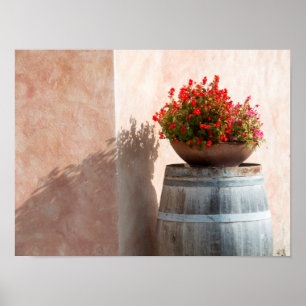 Europe, Italy, Tuscany. Flower pot Poster