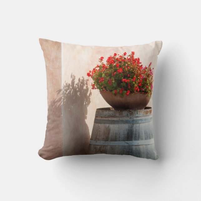 Europe, Italy, Tuscany. Flower pot Throw Pillow (Front)