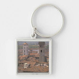 Europe, Italy, Tuscany, Lucca, Town panorama Keychain
