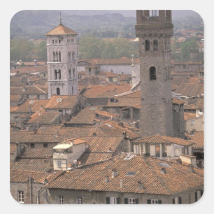 Europe, Italy, Tuscany, Lucca, Town panorama Square Sticker