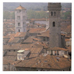 Europe, Italy, Tuscany, Lucca, Town panorama Tile