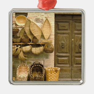 Europe, Italy, Tuscany, Montalcino. Basket Metal Ornament