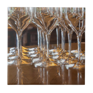 Europe, Italy, Tuscany. Wine glasses in a winery Tile