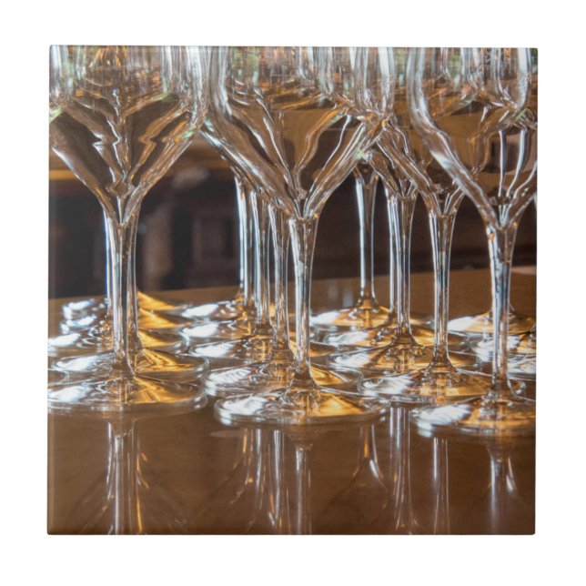 Europe, Italy, Tuscany. Wine glasses in a winery Tile (Front)