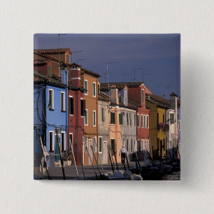 Europe, Italy, Venice. Multi, coloured houses 2 Inch Square Button