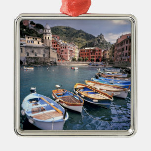 Europe, Italy, Vernazza. Brightly painted boats Metal Ornament