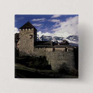 Europe, Liechtenstein, Vaduz. Vaduz castle, 2 Inch Square Button