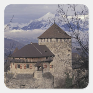 Europe, Liechtenstein, Vaduz. Vaduz castle, Square Sticker