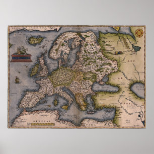 Europe Map 1572 Poster