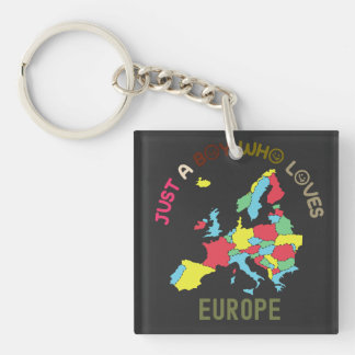 Europe Map and Flag Keychain