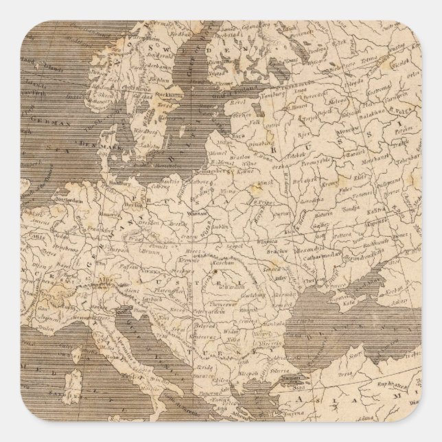 Europe Map by Arrowsmith Square Sticker (Front)