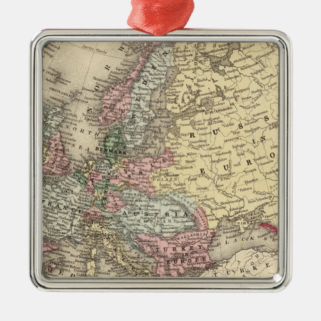 Europe Map by Mitchell Metal Ornament (Front)