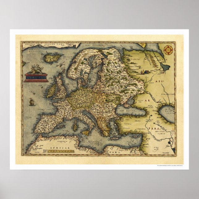 Europe Map By Ortelius 1570 Poster (Front)