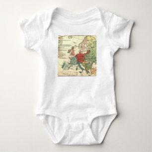 Europe Map Countries World Antique Baby Bodysuit