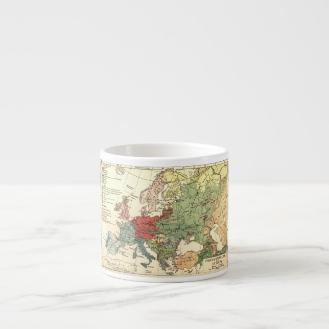 Europe Map Countries World Antique Espresso Cup (Front)