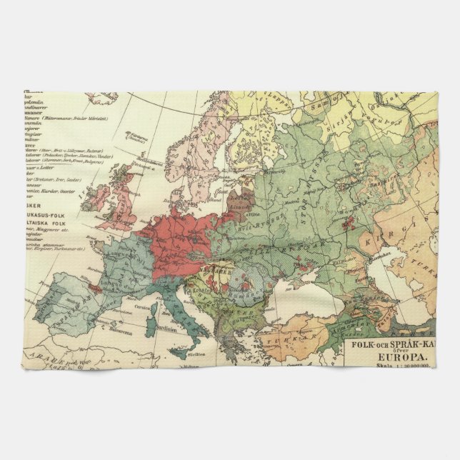 Europe Map Countries World Antique Kitchen Towel (Horizontal)