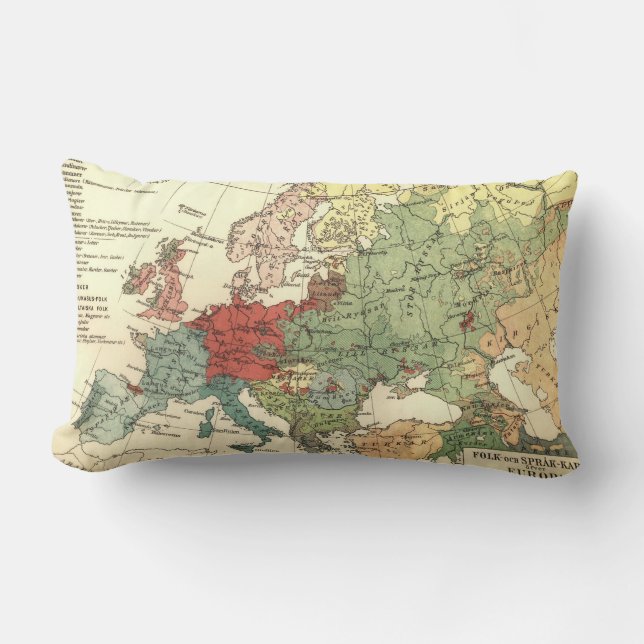Europe Map Countries World Antique Lumbar Pillow (Front)