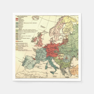 Europe Map Countries World Antique Napkin