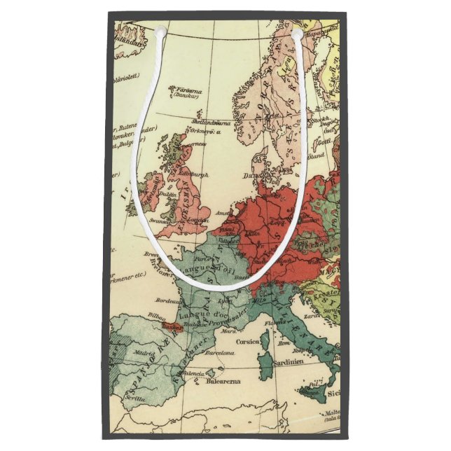 Europe Map Countries World Antique Small Gift Bag (Front)