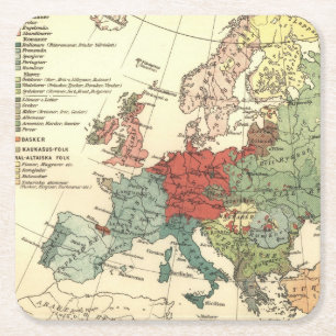 Europe Map Countries World Antique Square Paper Coaster