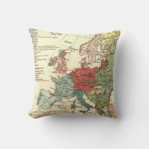 Europe Map Countries World Antique Throw Pillow
