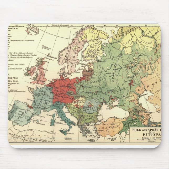 Europe Map Countries World Vintage Mouse Pad (Front)