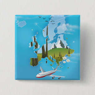 Europe Map landscape travel poster 2 Inch Square Button