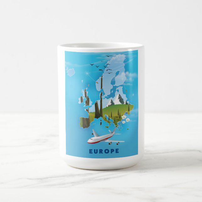 Europe Map landscape travel poster Magic Mug (Center)