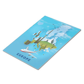 Europe Map landscape travel poster Notepad