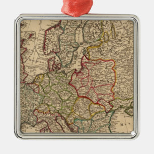 Europe map metal ornament