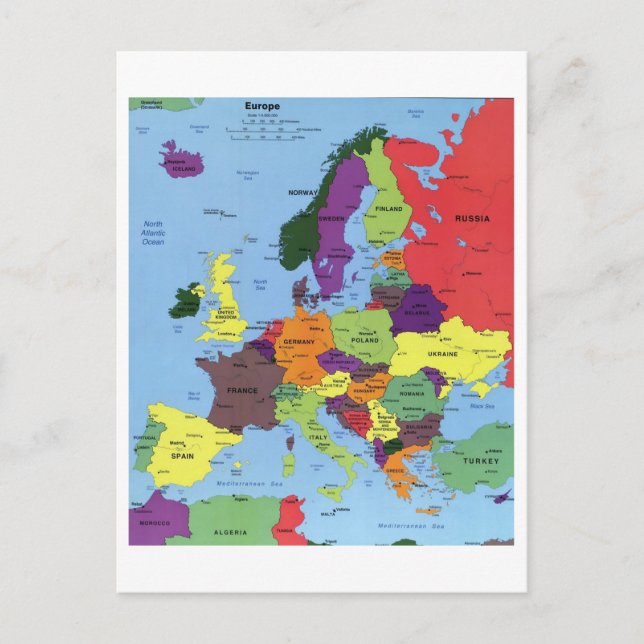 Europe Map Postcard (Front)