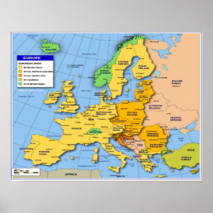 Europe map poster