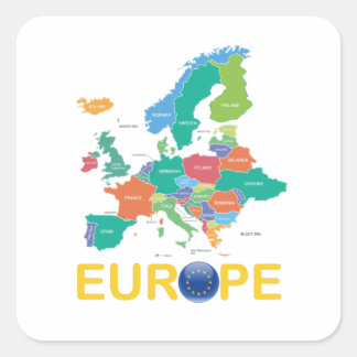 Europe Map Square Sticker
