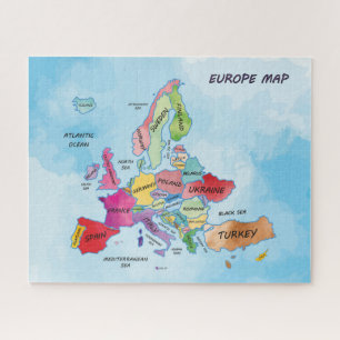 Europe Map water colour artwork Jigsaw Puzzle