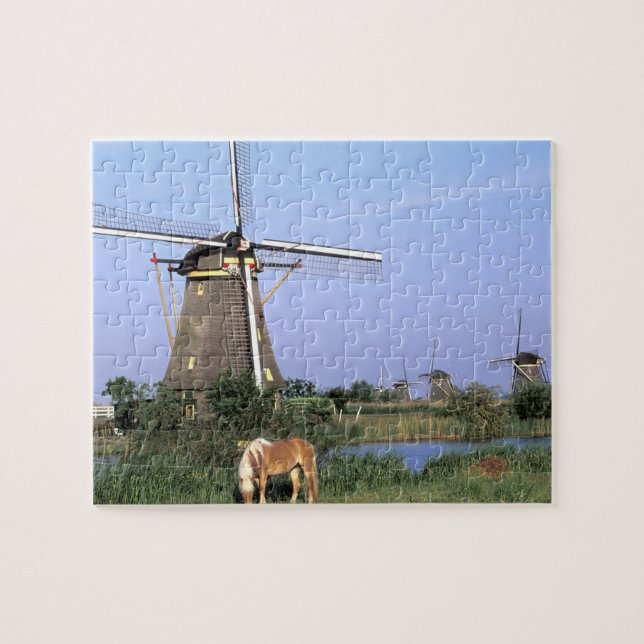 Europe, Netherlands, Zuid Holland, Kinderdijk. 2 Jigsaw Puzzle (Horizontal)