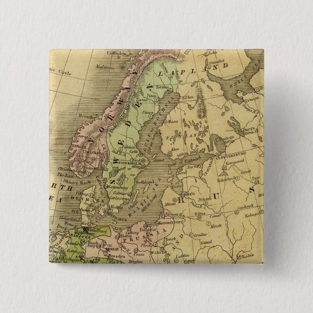Europe Olney Map 2 Inch Square Button (Front)