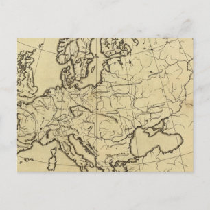 Europe outline map postcard