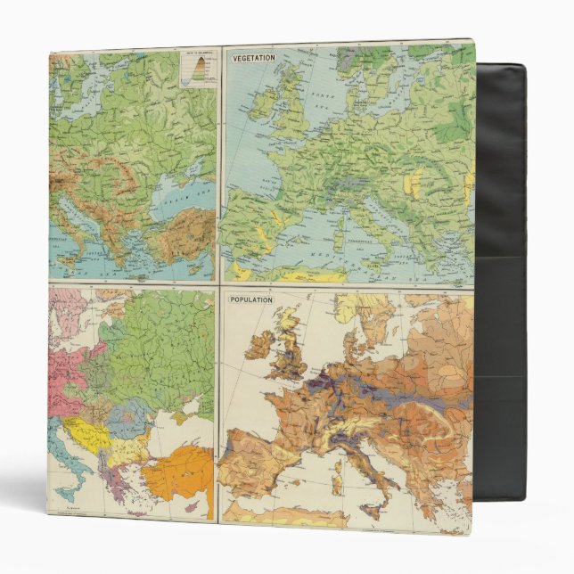 Europe physical features & population Map Binder (Front/Inside)