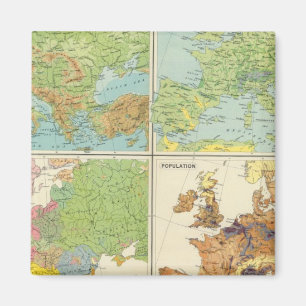 Europe physical features & population Map Magnet