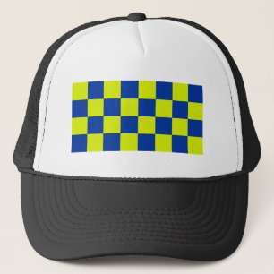 europe police colors square chekered security patt trucker hat