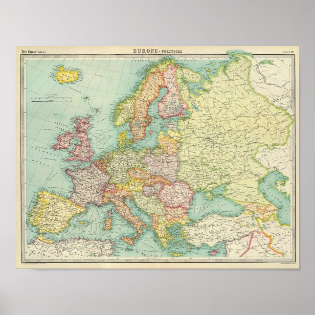 Europe political Map Poster (Front)
